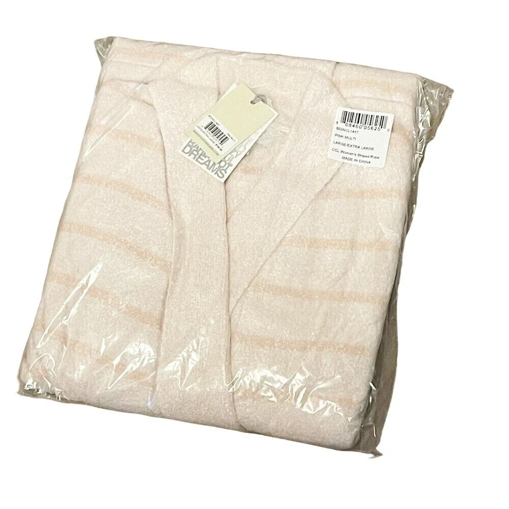 BAREFOOT DREAMS Pink Tonal Stripe CozyChic Lite Bathrobe for Women's L/XL NWT